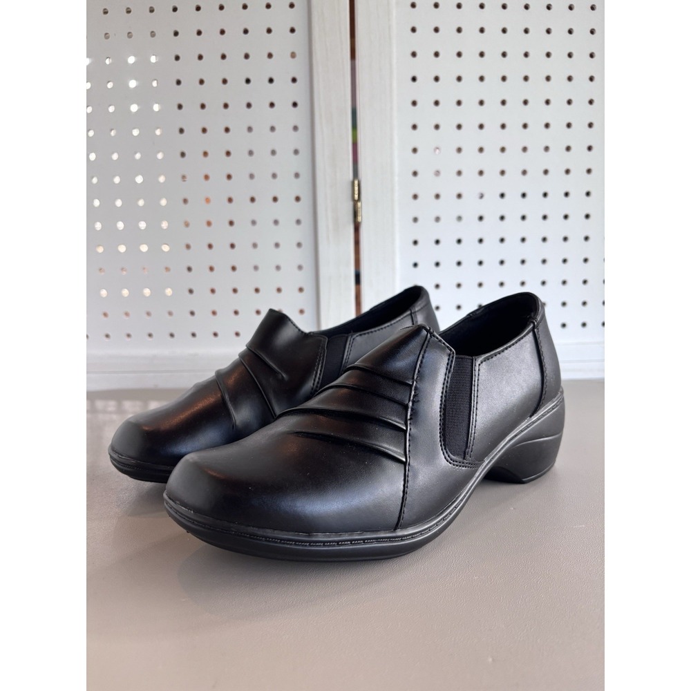 Women's Thom McAn Deidre Black Leather Slip On Clog Shoes Women's Size 9W